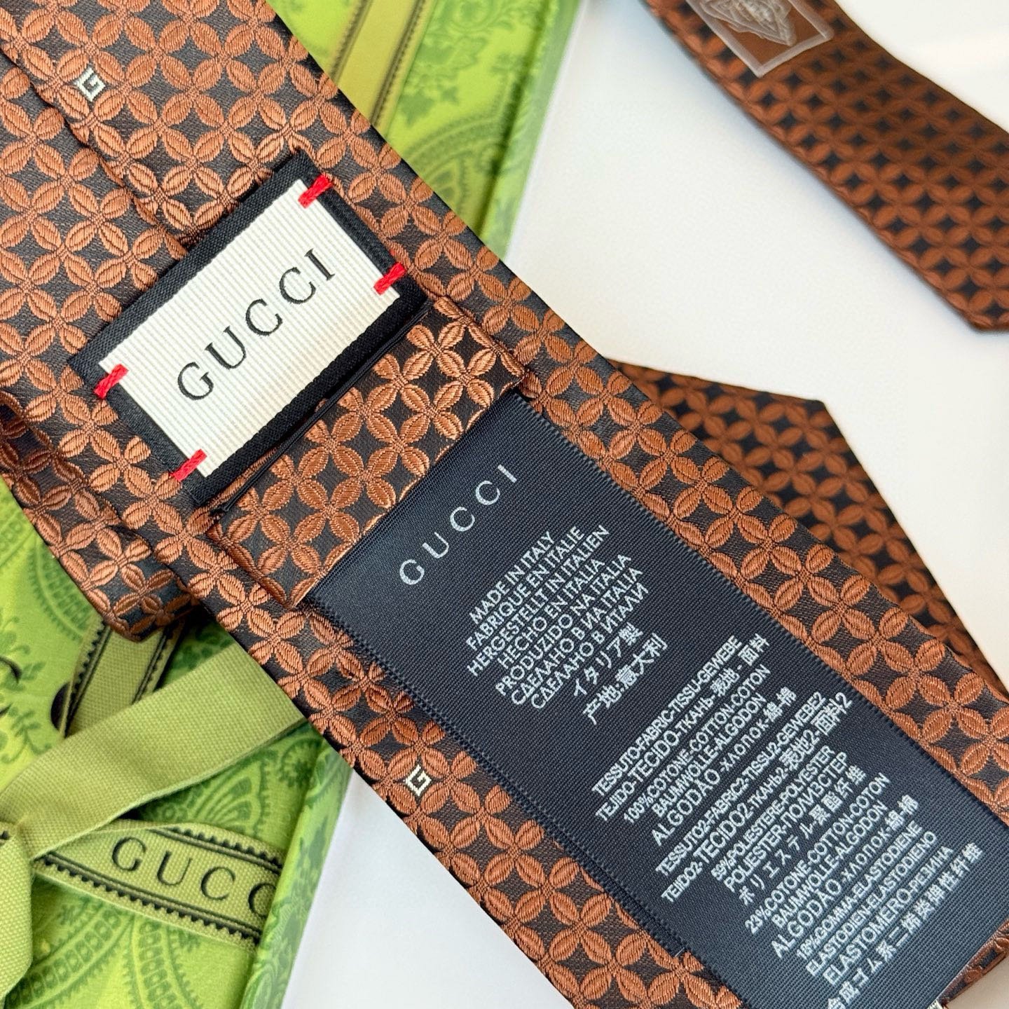 Gucci GG Clover Silk Tie – Vintage Bronze Edition - 图片 6