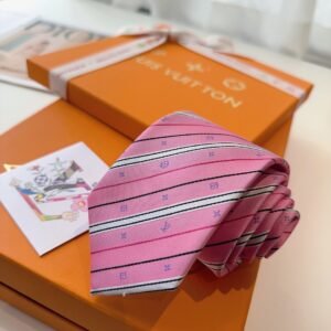 Louis Vuitton Pink Silk Tie with Monogram Jacquard Detailing