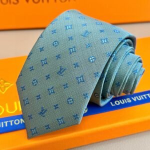 Louis Vuitton Sky Blue Silk Tie with Tonal Monogram Jacquard