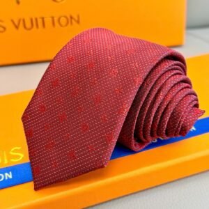 Louis Vuitton Burgundy Silk Tie with Tonal Monogram Jacquard