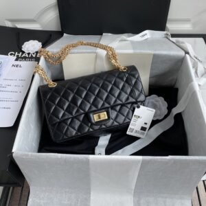 2.55 Reissue Collection Black Lambskin with Gold Hardware 24CM