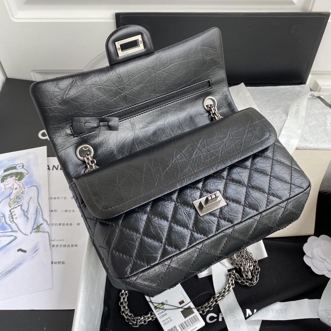 2.55 Reissue Collection Black Lambskin with Silver Hardware 26CM - 图片 6