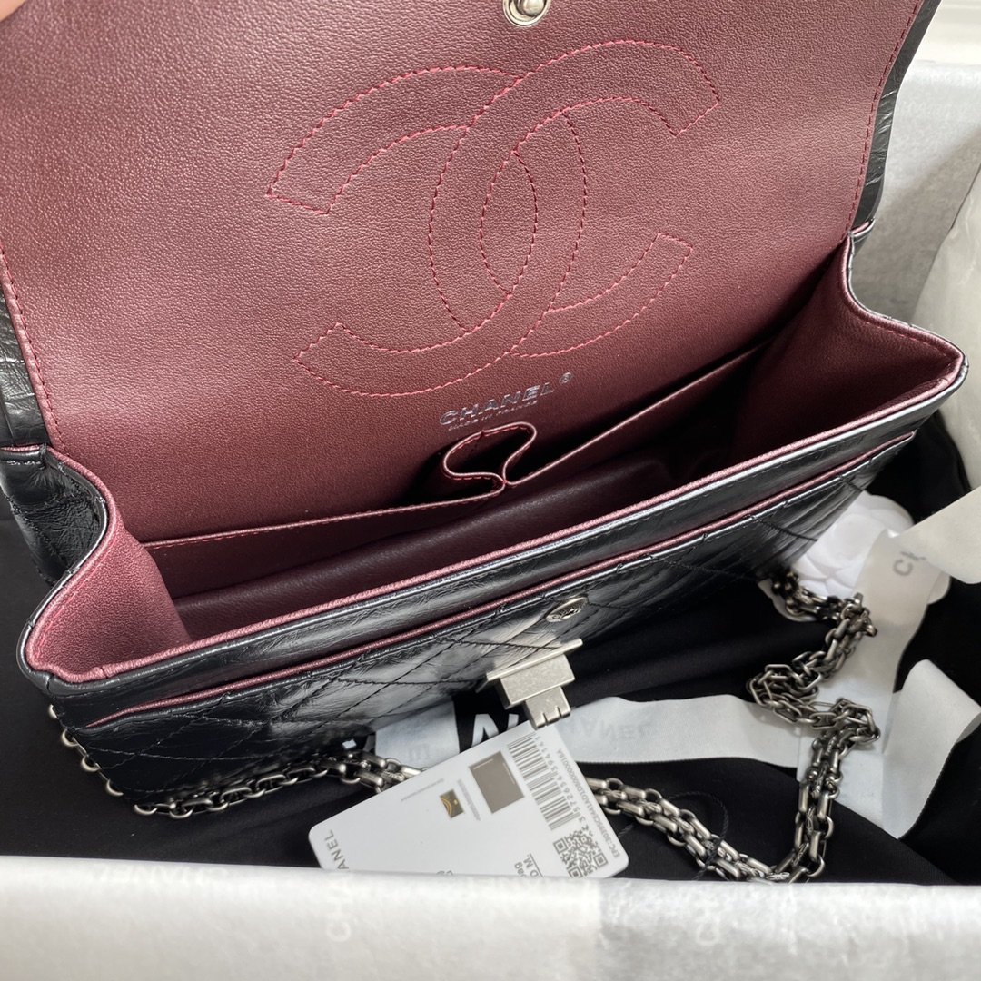 2.55 Reissue Collection Black Lambskin with Silver Hardware 26CM - 图片 8