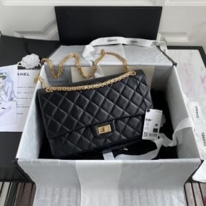 2.55 Reissue Collection Black Lambskin with Gold Hardware 28CM