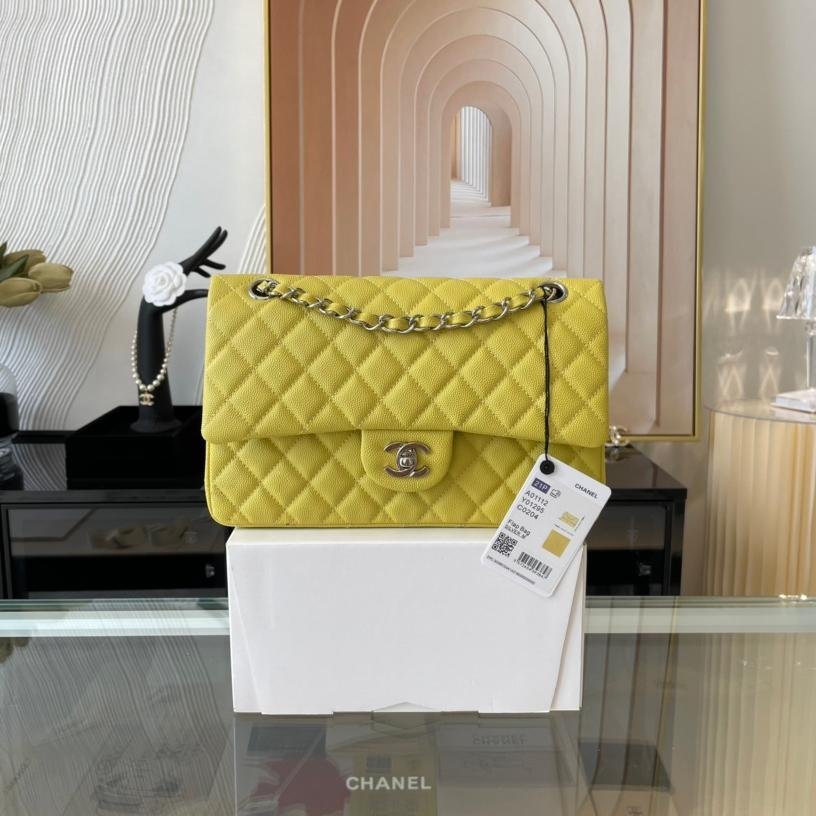2.55 Reissue Collection Yellow Caviar Calfskin with Silver Hardware 26CM