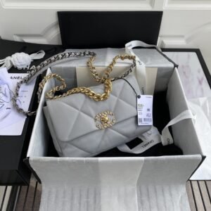 2.55 Collection Grey Lambskin with Gold Hardware 30CM