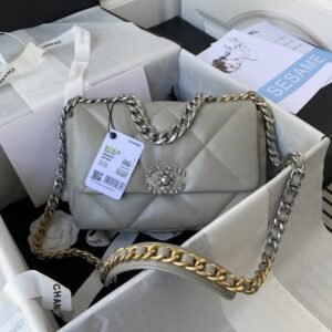2.55 Collection Grey Lambskin with Silver Hardware 30CM