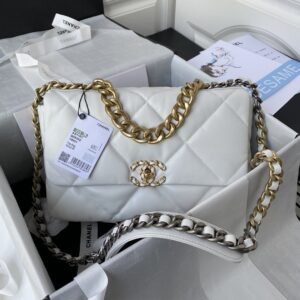 2.55 Collection White Lambskin with Gold Hardware 30CM