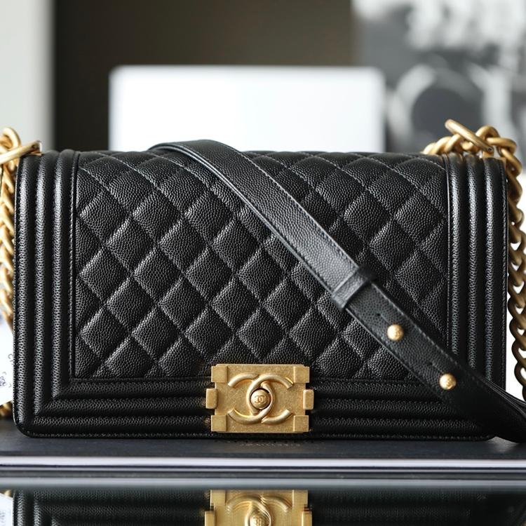 Upgraded LeBoy 25CM Black Caviar Calfskin with Gold Hardware – Chip Edition - 图片 2