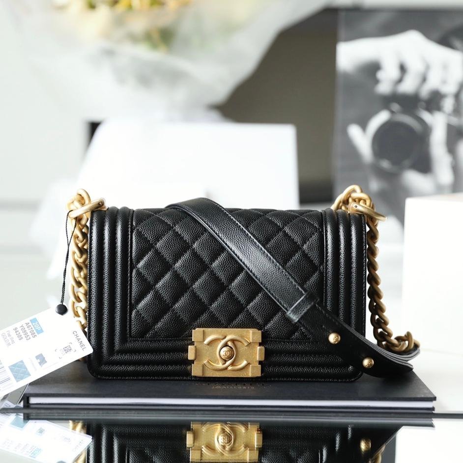 Upgraded Mini LeBoy Bag in Black Caviar Calfskin with Gold Hardware – 20CM Chip Edition