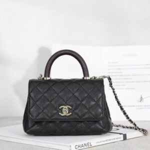 Coco Handle Collection Black Caviar Calfskin 13CM