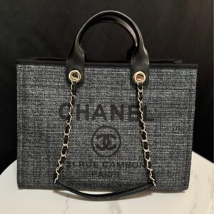 Deauville Tote Collection Dark Grey Canvas Combination 38CM