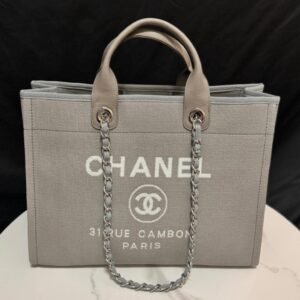 Deauville Tote Collection Light Grey Canvas Combination 38CM