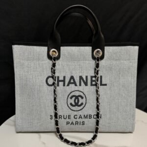 Deauville Tote Collection Light Grey Canvas Combination 38CM