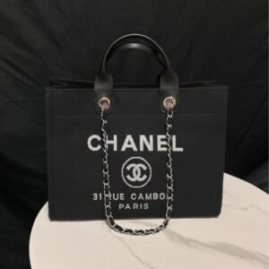 Deauville Tote Collection Black Canvas Combination 38CM