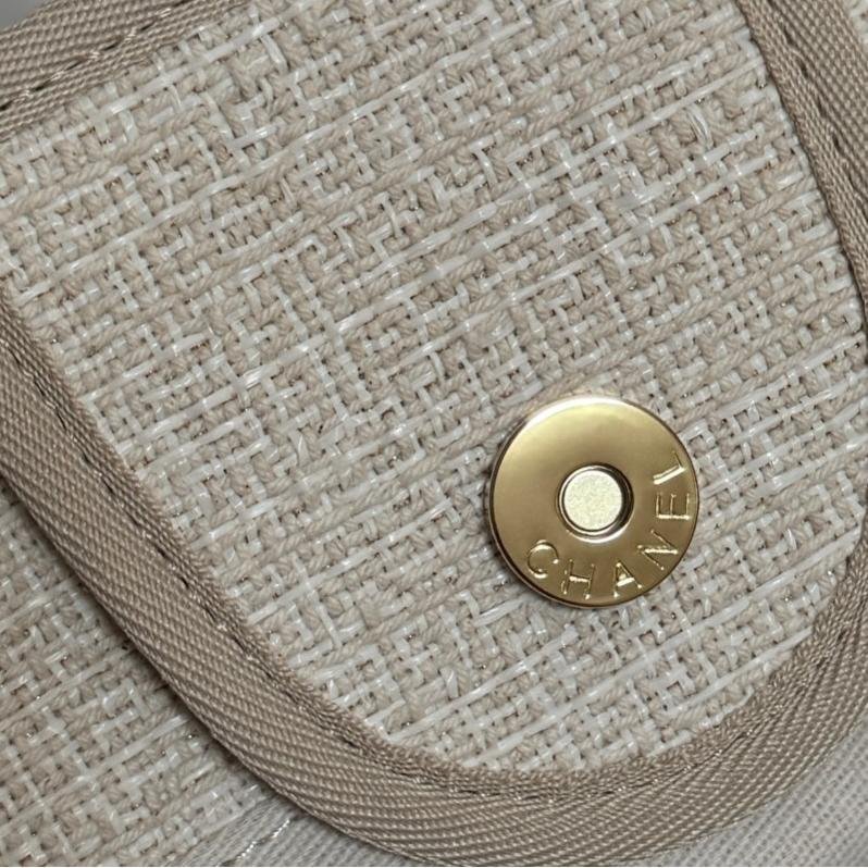 Deauville Tote Collection Cream & Light Brown Canvas Combination 38CM - 图片 7