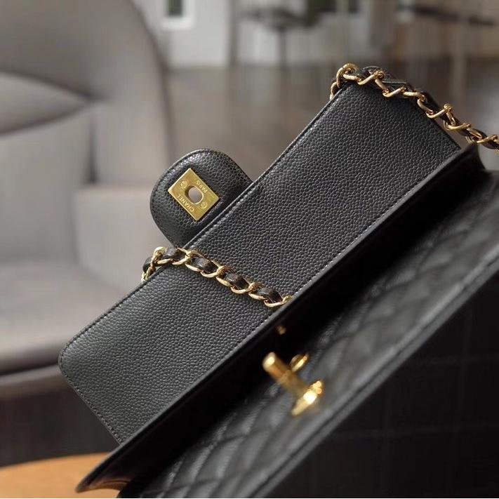 Classic Flap Caviar Calfskin Shoulder Bag in Black with Gold-Tone Full Steel Hardware, 25cm Premium Upgrade - 图片 8