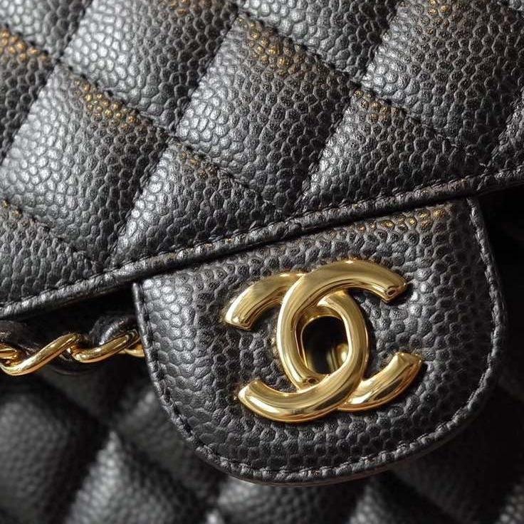 Classic Flap Caviar Calfskin Shoulder Bag in Black with Gold-Tone Full Steel Hardware, 25cm Premium Upgrade - 图片 9