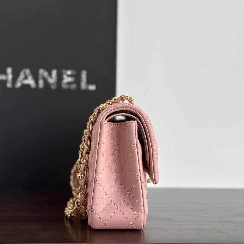 Classic Flap Lambskin Shoulder Bag in Pink with Gold Hardware, 25cm Grain-Textured Calfskin Upgrade - 图片 2