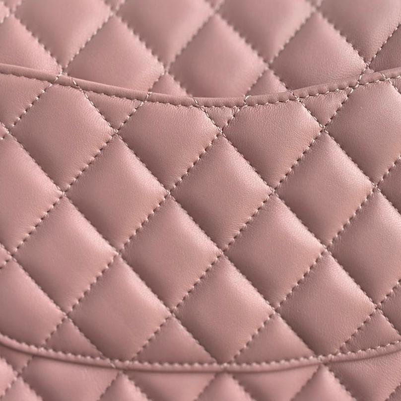 Classic Flap Lambskin Shoulder Bag in Pink with Gold Hardware, 25cm Grain-Textured Calfskin Upgrade - 图片 8