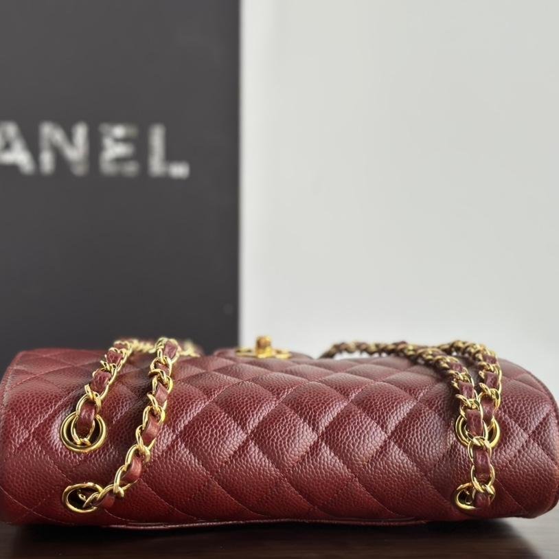 Upgraded Classic Flap Bag 25CM in Burgundy Caviar Calfskin Exterior & Lambskin Interior with Gold Hardware - 图片 4