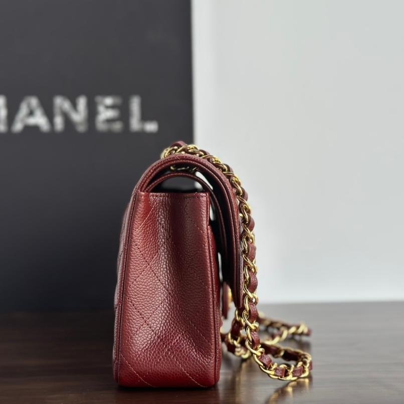 Upgraded Classic Flap Bag 25CM in Burgundy Caviar Calfskin Exterior & Lambskin Interior with Gold Hardware - 图片 9