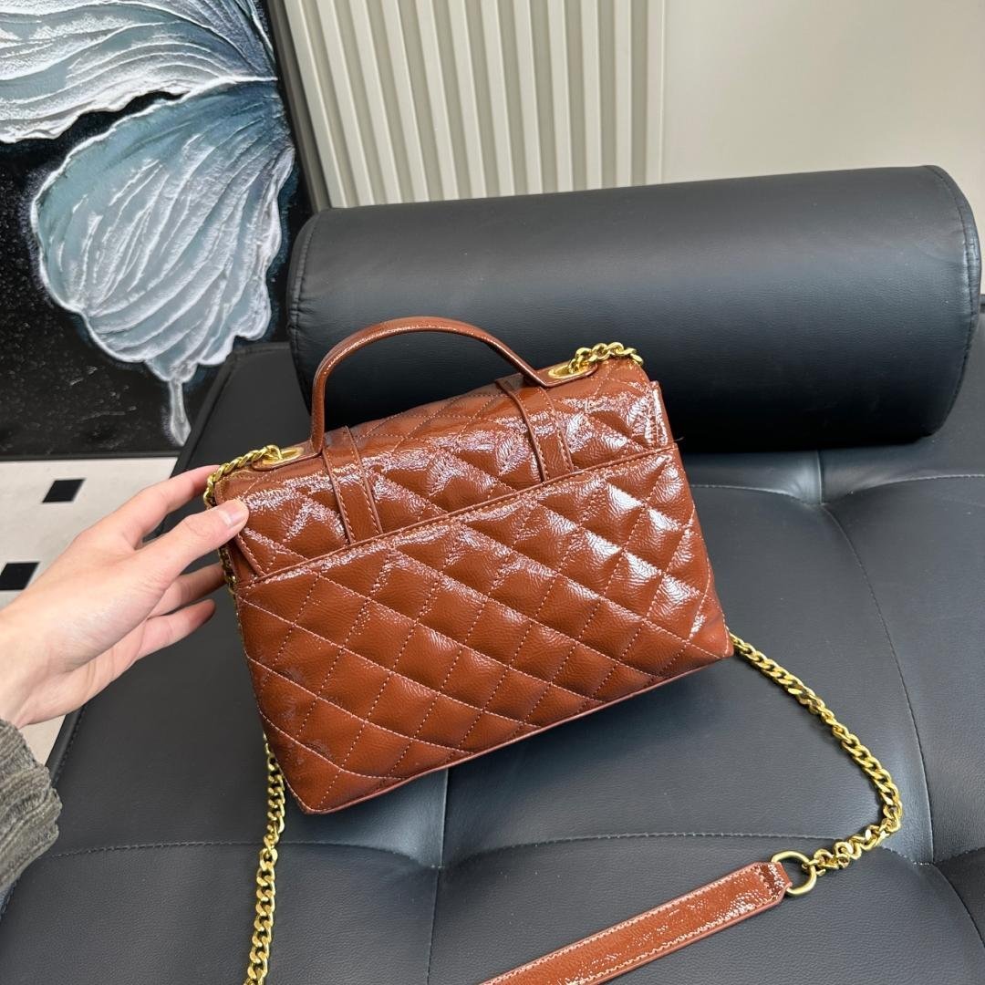 Glossy Patent Leather Messenger Bag – 26cm - 图片 5
