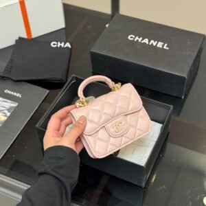 Mini Quilted Top Handle Bag in Blush Pink