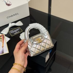 Mini Metallic Leather Top Handle Bag – Glamorous Silver Accent