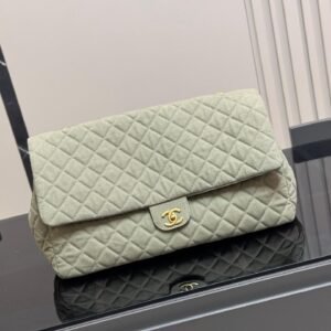 Vintage Washed Denim Flap Bag – 44cm Travel Style