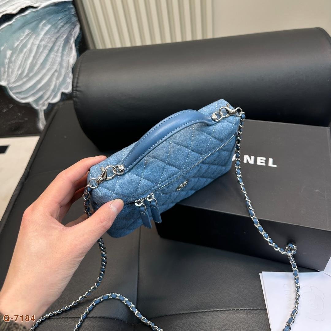 Lightweight Denim Top Handle Box Bag – 20cm - 图片 5