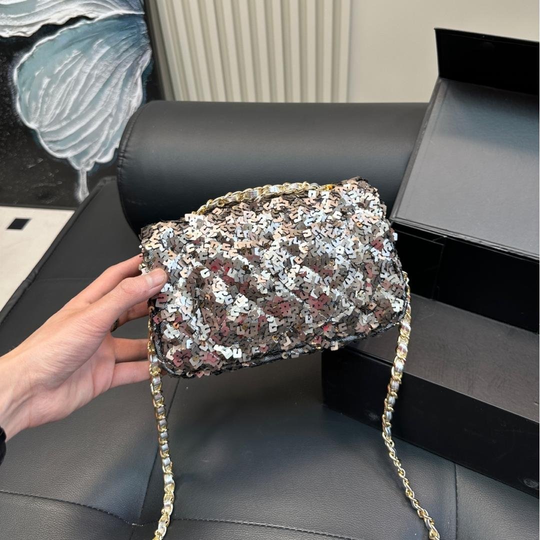 Mini Sequin Chain Shoulder Bag – 20cm Evening Glam - 图片 4