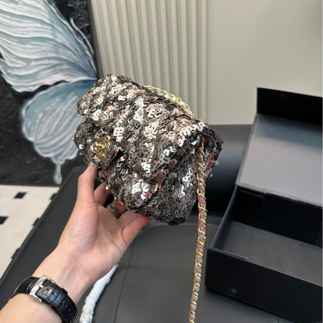 Mini Sequin Chain Shoulder Bag – 20cm Evening Glam - 图片 5