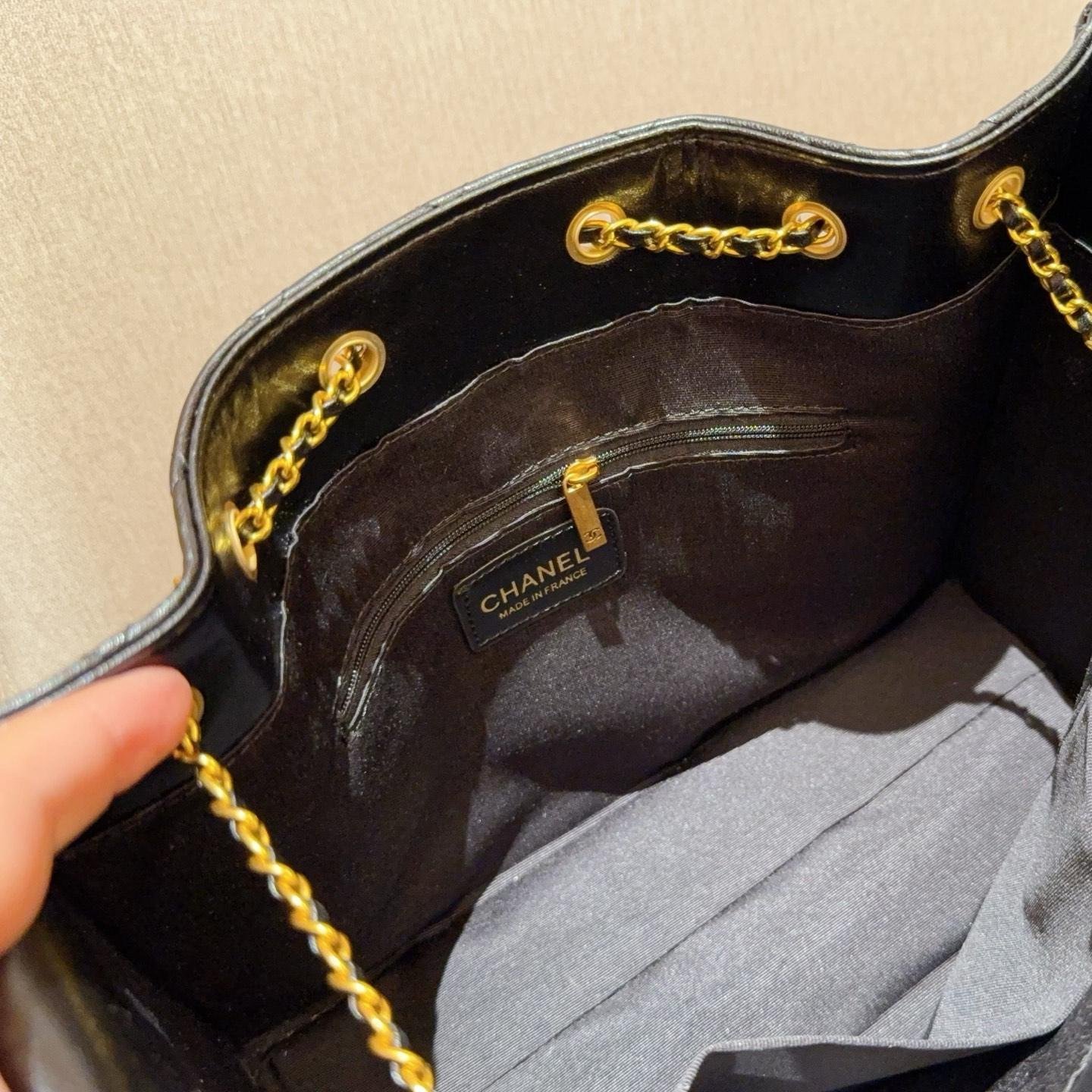 Black Drawstring Leather Hobo Bag – Modern Bucket Silhouette 30CM - 图片 9