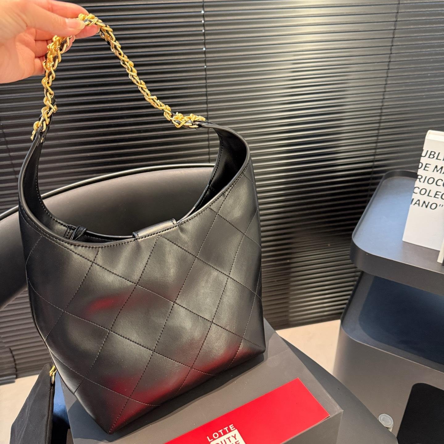 Classic Leather Tote Shoulder Bag – Gold Chain Accent, 21cm - 图片 7