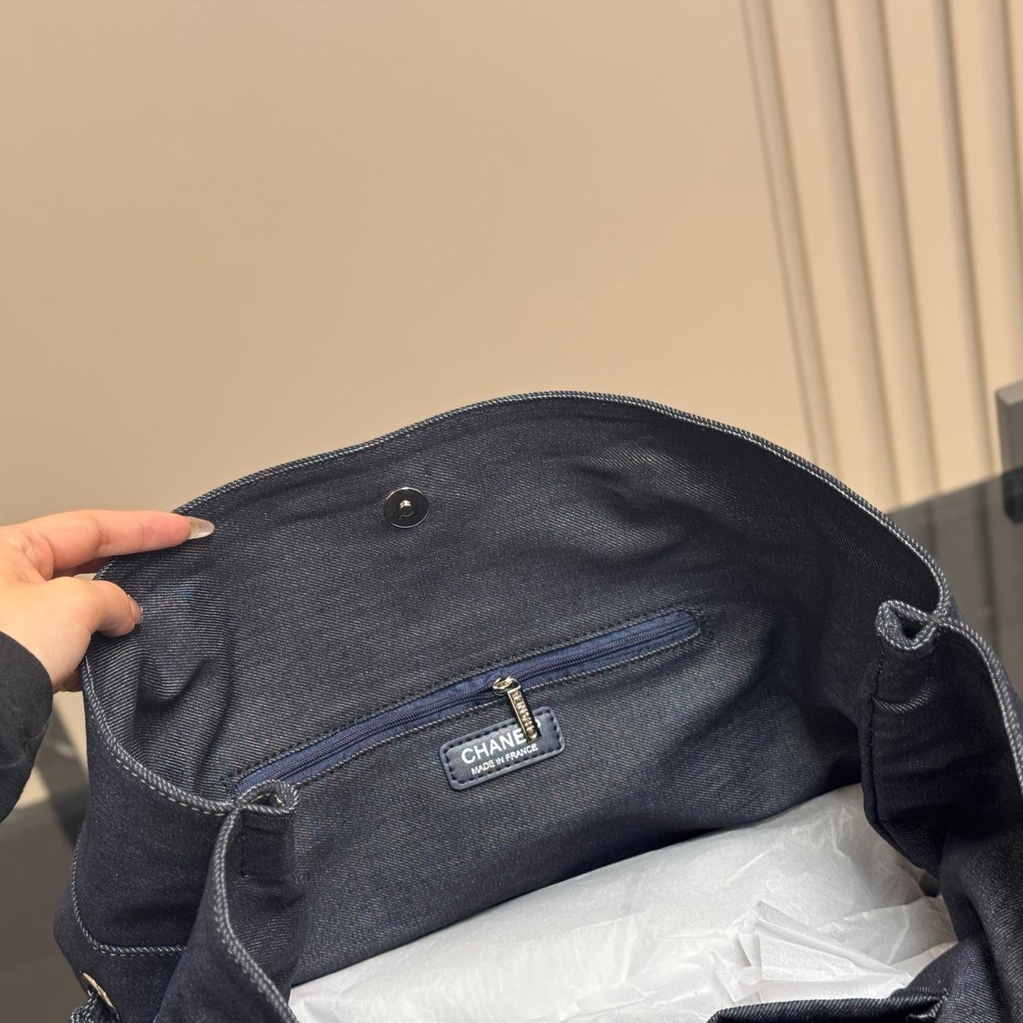 Oversized Washed Denim Tote Bag – Vintage Casual Carryall 42CM - 图片 5