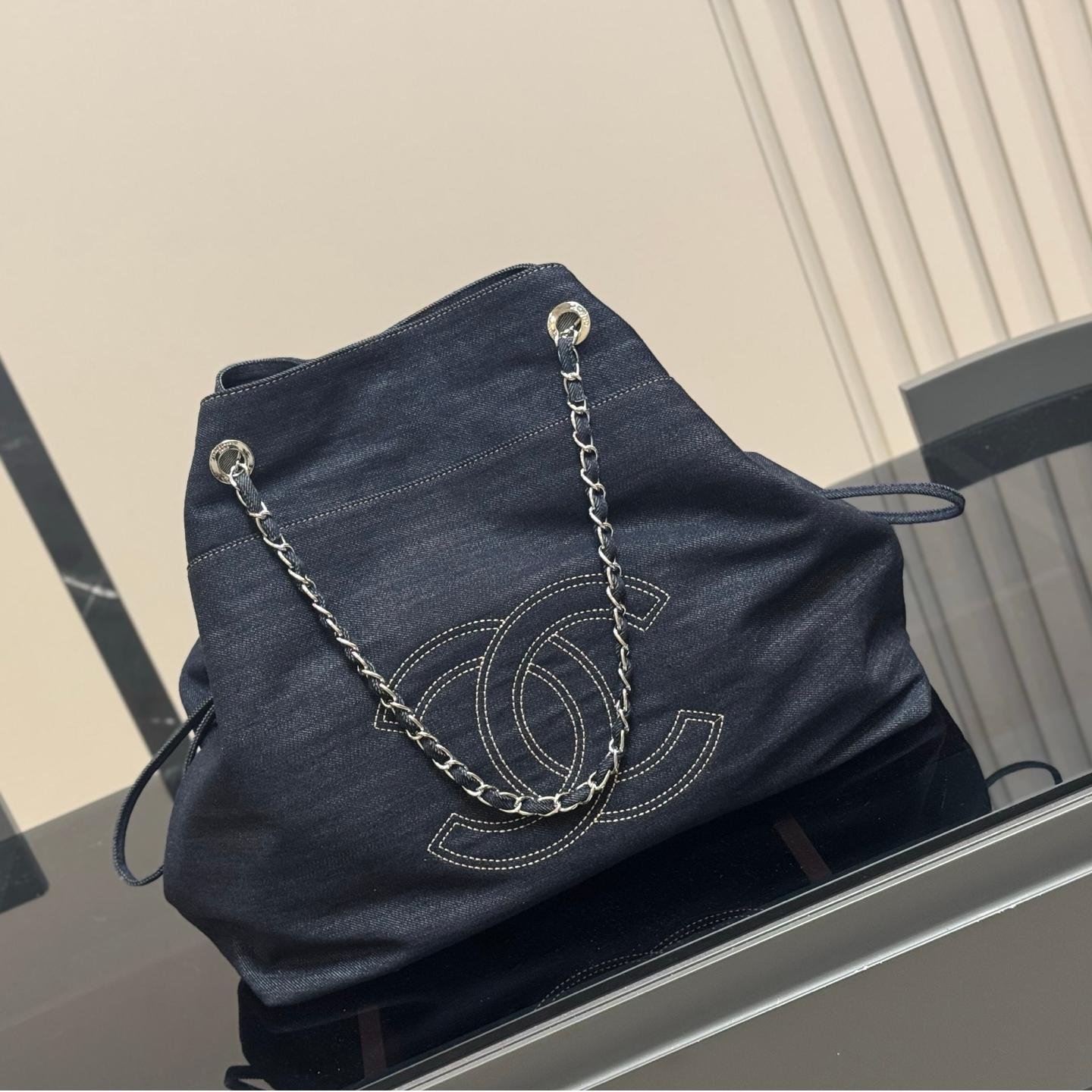 Oversized Washed Denim Tote Bag – Vintage Casual Carryall 42CM - 图片 8