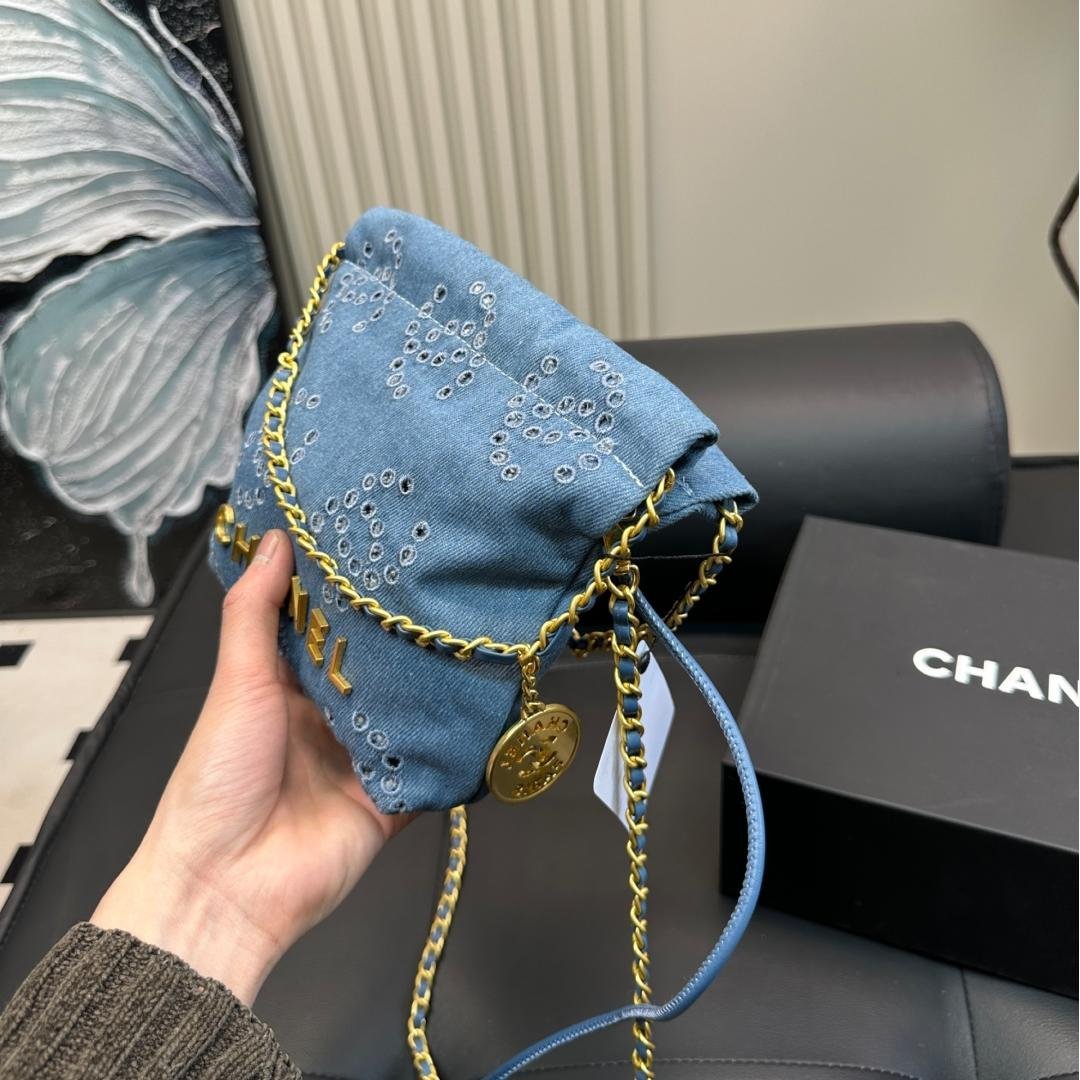 Denim Eyelet Crossbody Bag – Casual Charm in Mini Size 17CM - 图片 2
