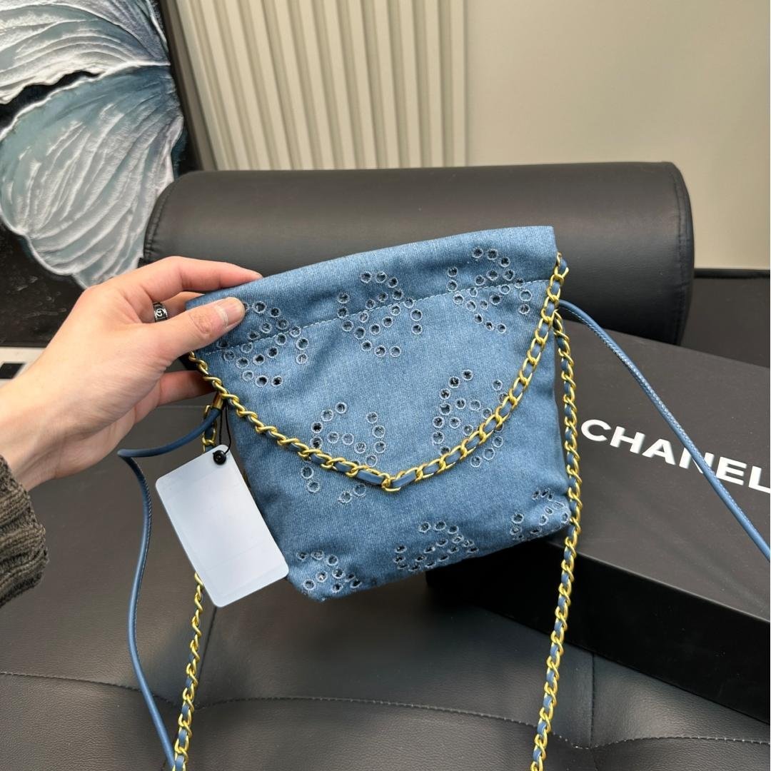 Denim Eyelet Crossbody Bag – Casual Charm in Mini Size 17CM - 图片 4