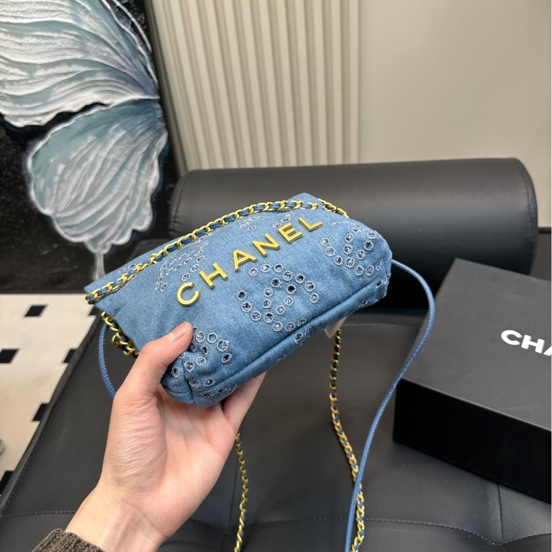 Denim Eyelet Crossbody Bag – Casual Charm in Mini Size 17CM - 图片 5