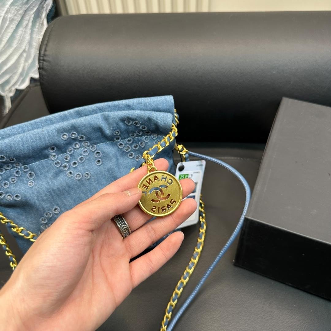Denim Eyelet Crossbody Bag – Casual Charm in Mini Size 17CM - 图片 8