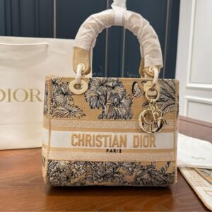 Dior Lady D-Lite Bag in Tropical Embroidery with Wide Strap – 24cm