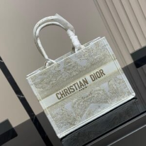 Dior Book Tote in Gold Embroidered Canvas – 36CM Medium Iconic Edition