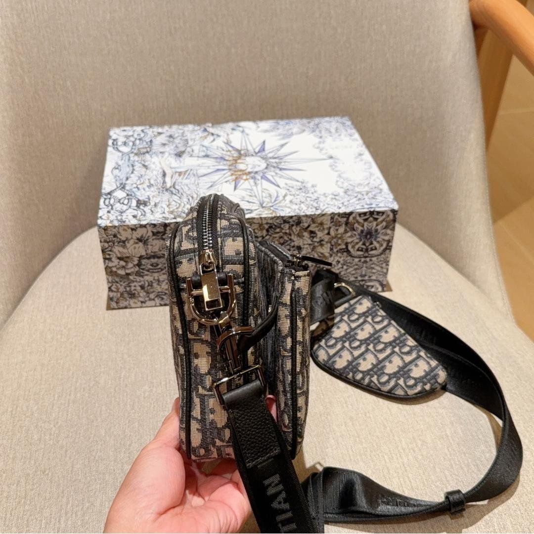 Dior-Inspired Saddle Camera Bag – 3-in-1 Oblique Monogram Crossbody 25cm - 图片 5