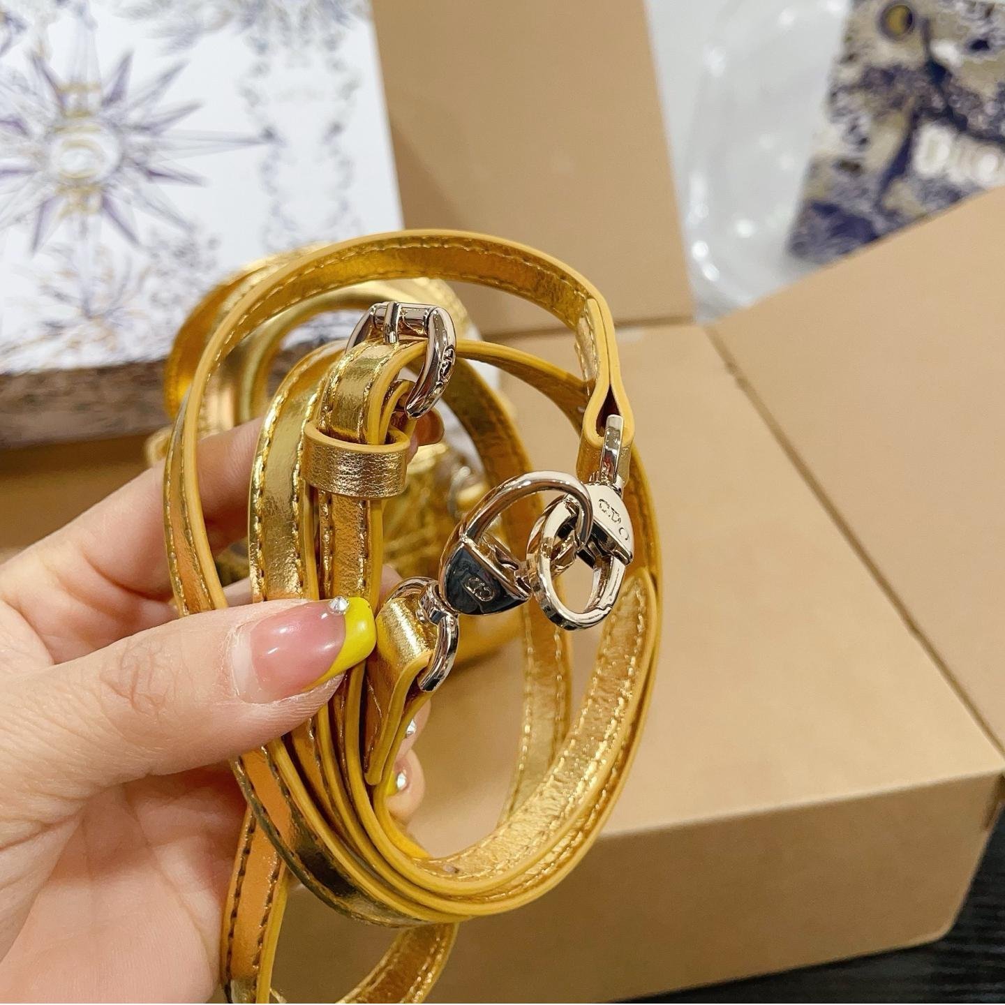 Dior Lady Mini Metallic Leather Bag – Gold & Silver Micro Tote with Charm Details - 图片 4