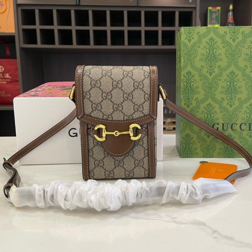 Gucci 1955 Horsebit Phone Bag – GG Supreme Canvas Crossbody 17CM