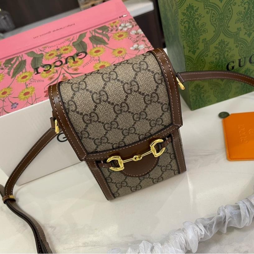 Gucci 1955 Horsebit Phone Bag – GG Supreme Canvas Crossbody 17CM - 图片 2