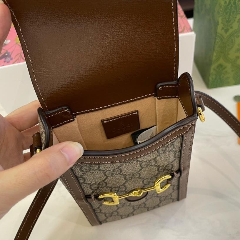 Gucci 1955 Horsebit Phone Bag – GG Supreme Canvas Crossbody 17CM - 图片 9