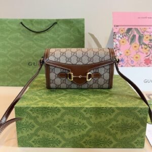 Gucci 1955 Horsebit Mini WOC – GG Canvas Crossbody Phone Bag 18CM