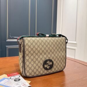 Gucci Ophidia GG Canvas Messenger Bag – Beige and Ebony, 32cm